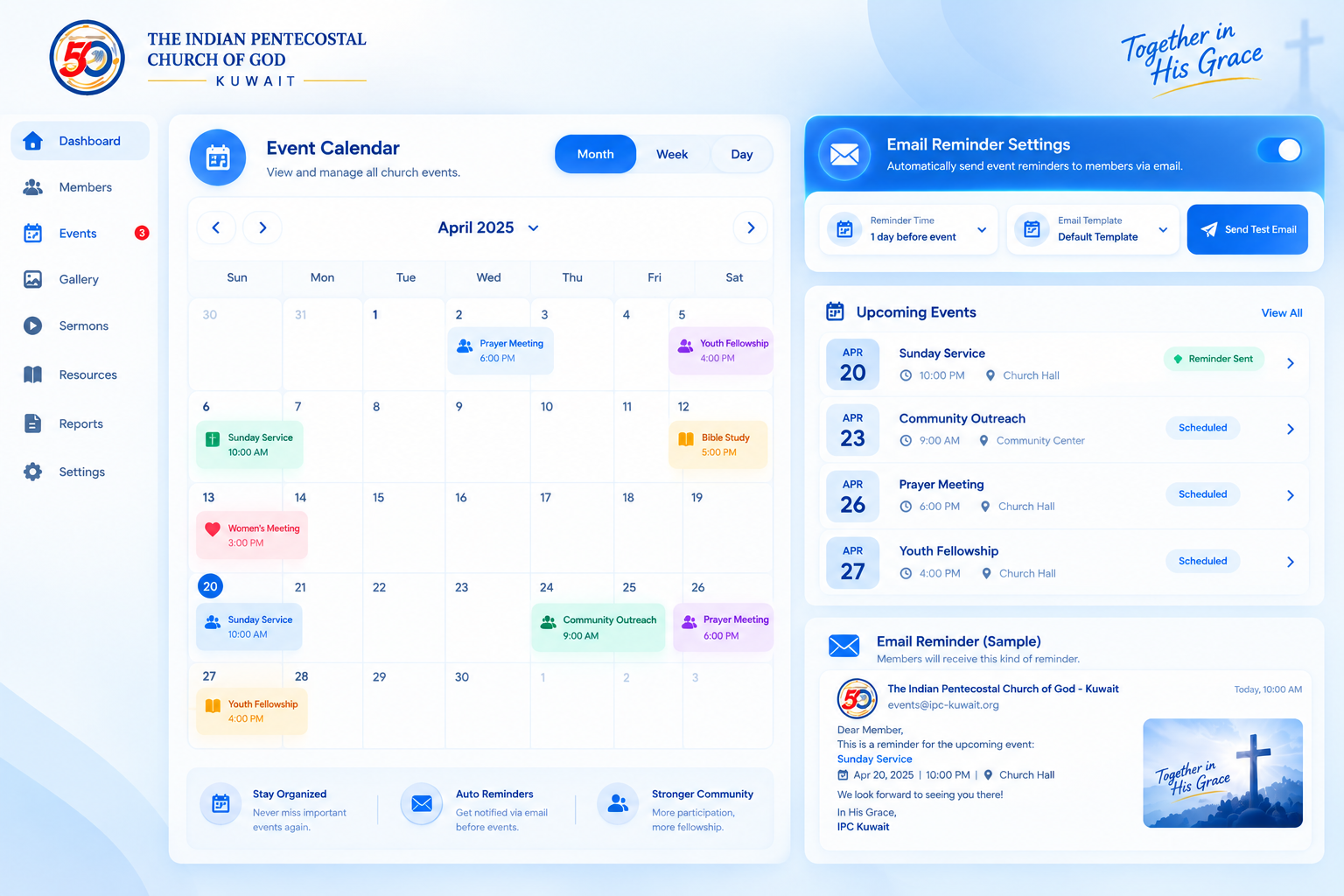Event Calendar & Automated Reminder Settings