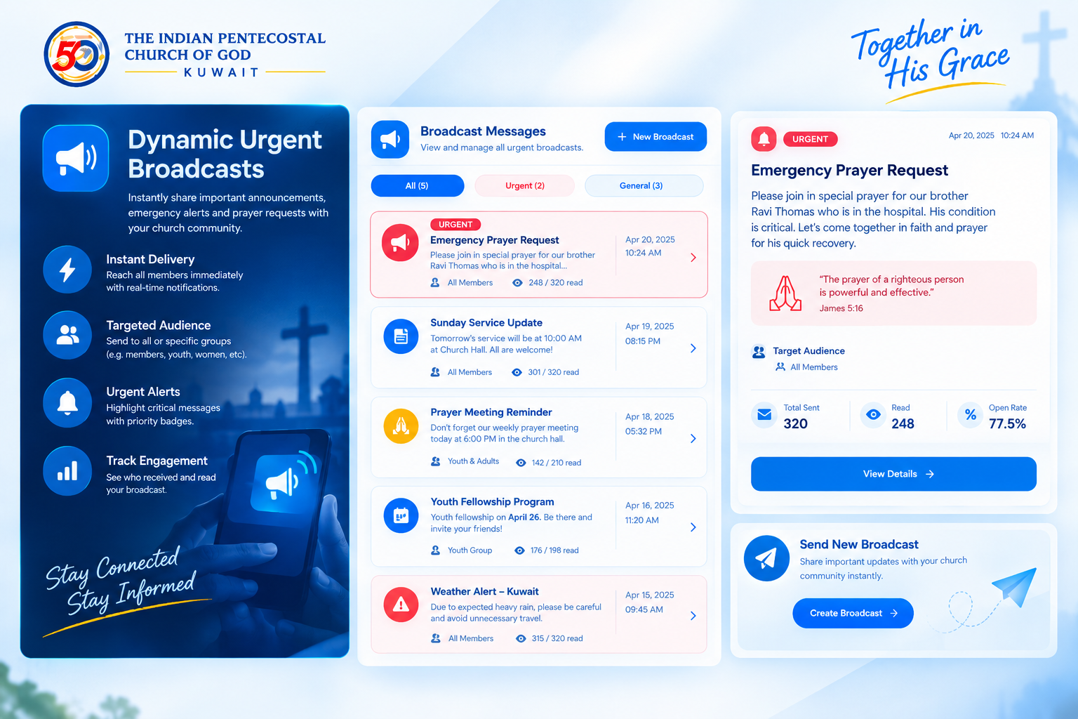Dynamic Urgent Broadcasts & Sitewide Ticker